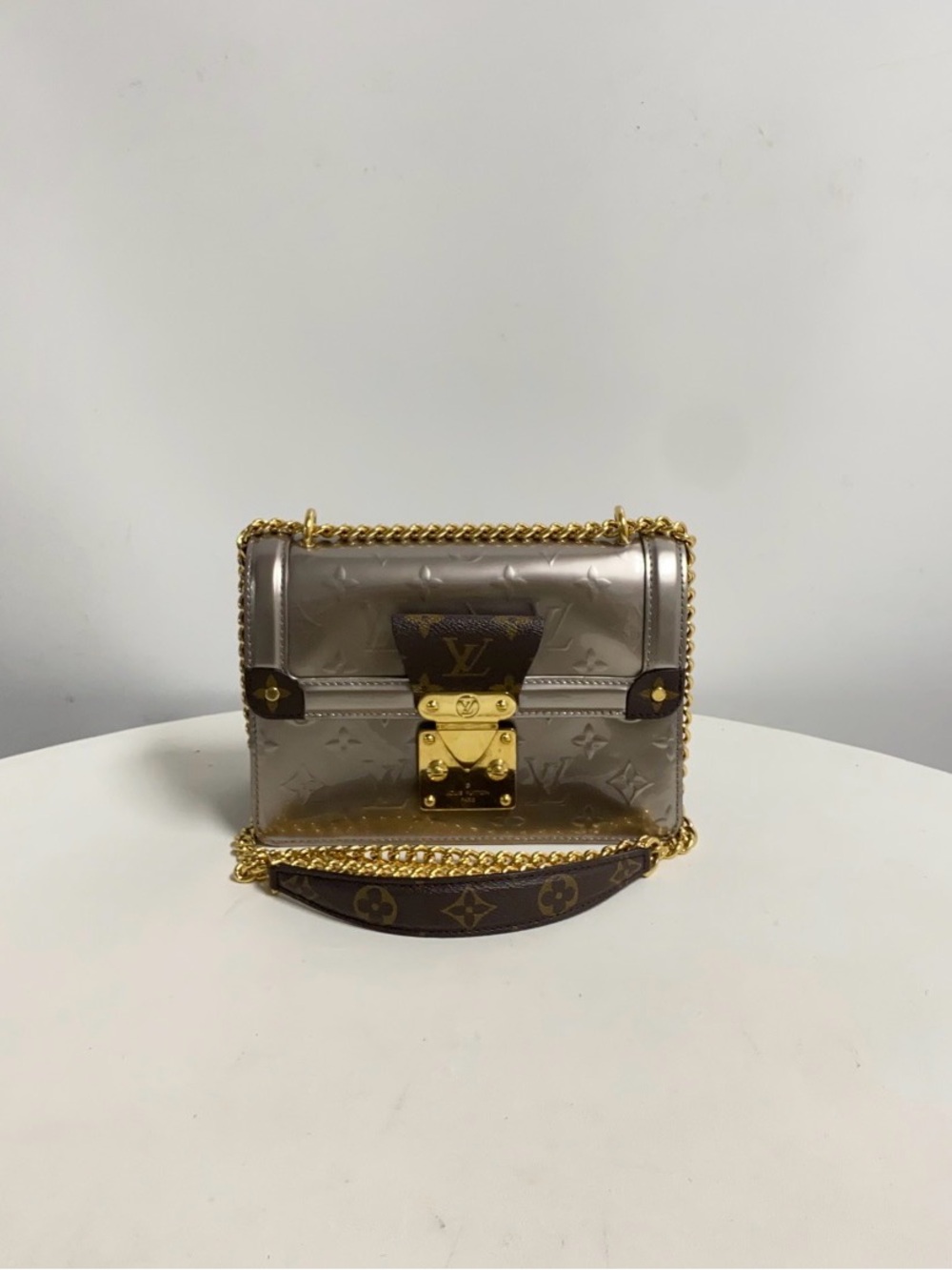 Louis Vuitton Metallic Taupe Monogram Vernis Chain Shoulder Bag